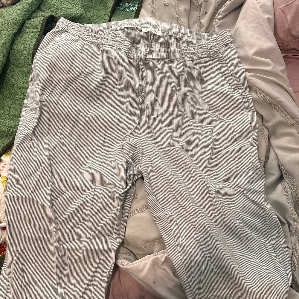 Talbots Pinstriped Linen Pants